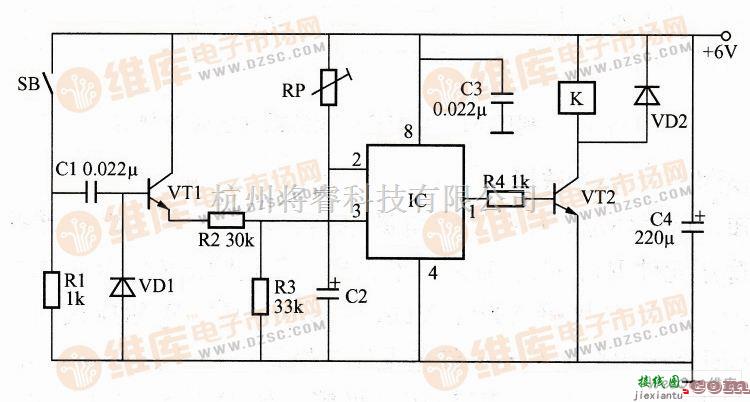 灯光控制中的基于BA225F构成的暗房曝光定时灯控制器电路图  第1张