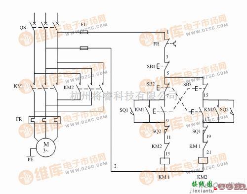 控制电路中的电动机可逆运行自动往返控制电路图  第1张