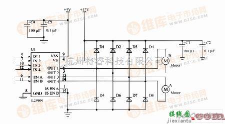 驱动芯片L298电机驱动电路图  第1张