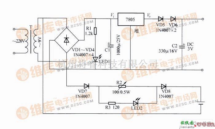 充电电路中的电源、充电两用机制作电路图  第1张