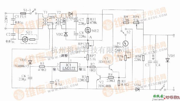 电源电路中的0～250V可调直流电源电路图  第1张