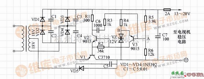稳压电源中的开关型超宽电源自动稳压器电路  第1张