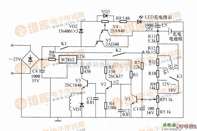 充电电路中的自动充电器控制电路图  第1张