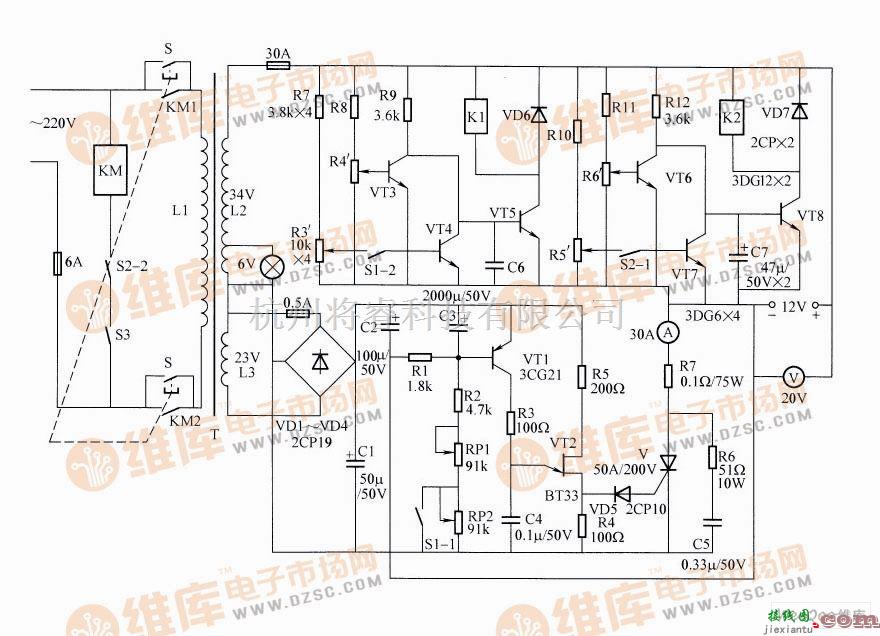 充电电路中的全自动两阶段恒流充电器电路图  第1张