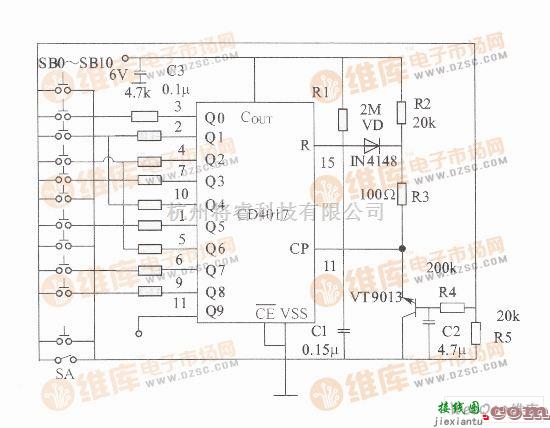 数字电路中的数字密码锁电路图  第1张