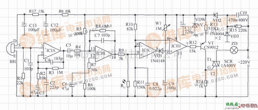 控制电路中的人体热电自动节能灯控制电路图  第1张