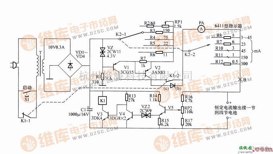 充电电路中的简易镍镉电池自动充电器电路图  第1张