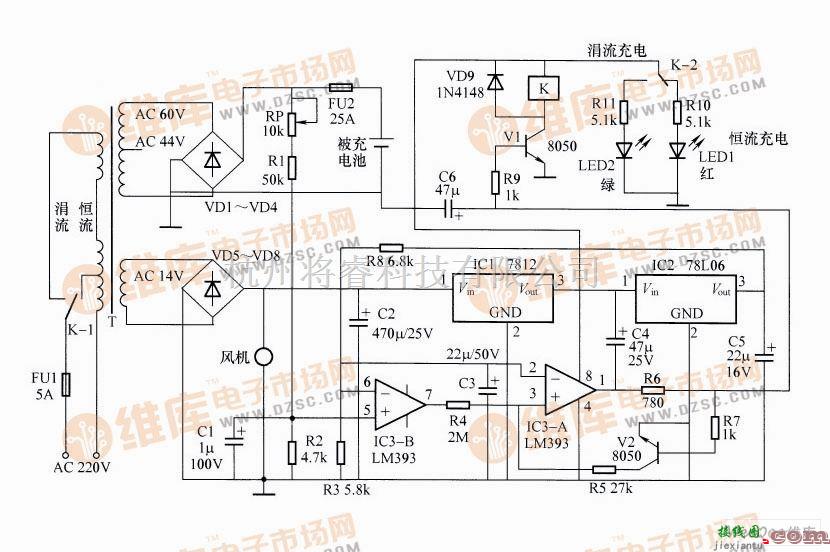 充电电路中的电动三轮车粗电池充电器电路图  第1张