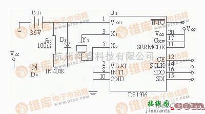 基于DS1306的系统时间设计电路图  第1张