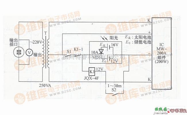 电源电路中的200W太阳能电源电路图  第1张