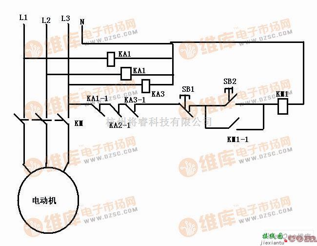 保护电路中的用3个继电器控制电动机断相保护电路图  第1张