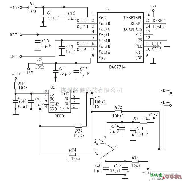 接口电路中的DAC7714的接口电路图  第1张