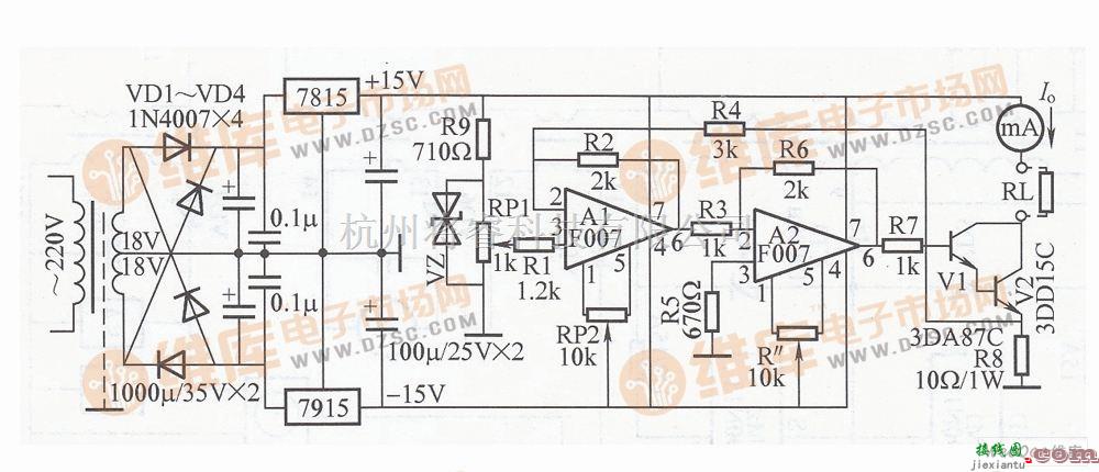稳压电源中的高稳定恒流电源电路图  第1张