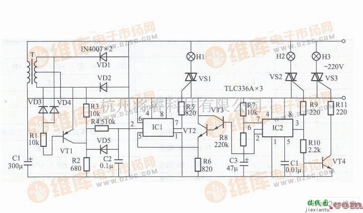 灯光控制中的基于NE555的多功能彩灯控制器电路图  第1张