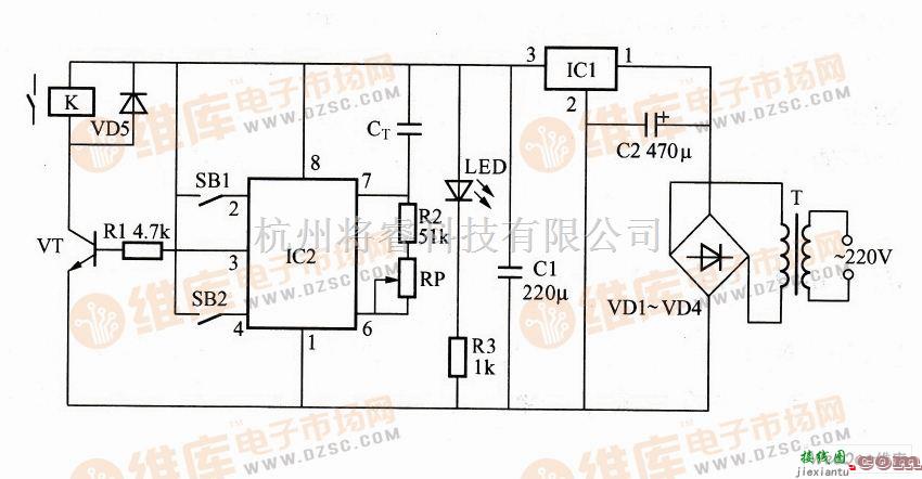 定时控制中的利用S-8081B构成的长时间定时控制器电路图  第1张