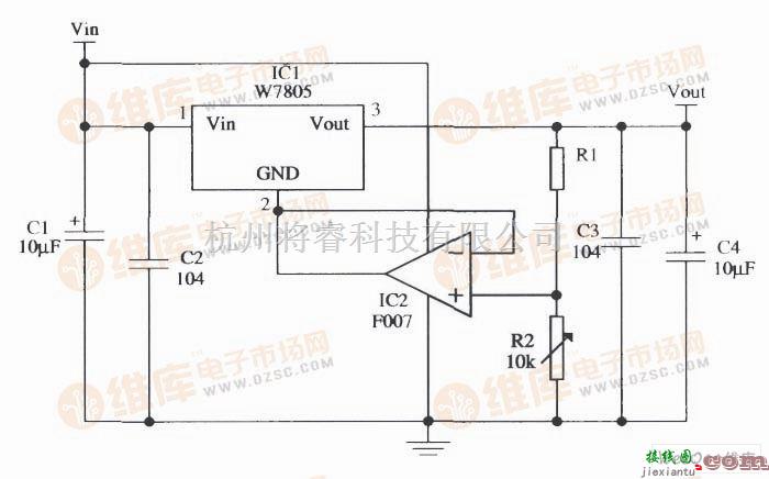 由W7805构成的输出电压连续可调的应用电路图  第1张