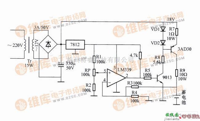 充电电路中的无触点自动充电器电路图  第1张