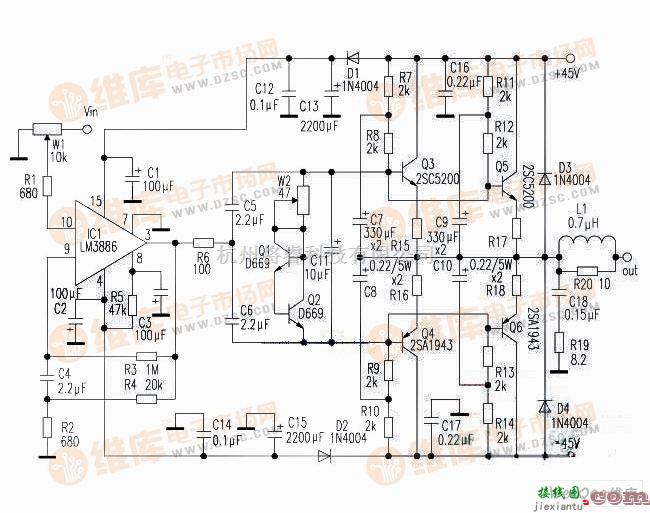 音频电路中的LM3886功放电路  第1张