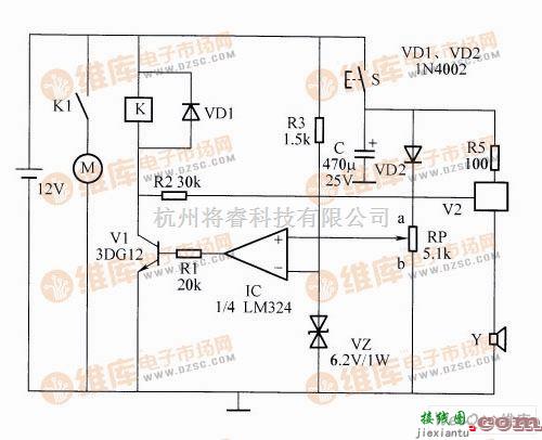 充电电路中的摩托车蓄电池欠电压保护器电路图  第1张