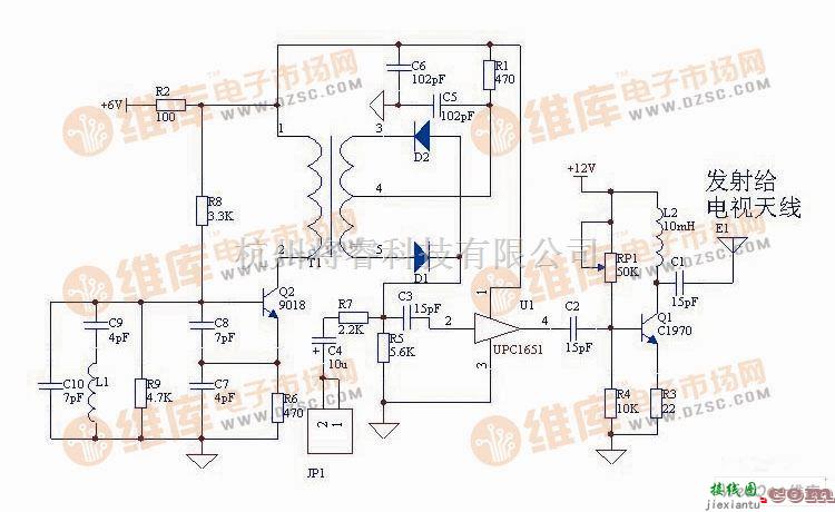 射频放大器中的射频发射电路通过电容三点式产生56MHz的频率  第1张