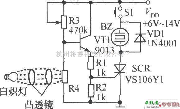 报警控制中的[电路图]光束阻断报警器电路  第1张