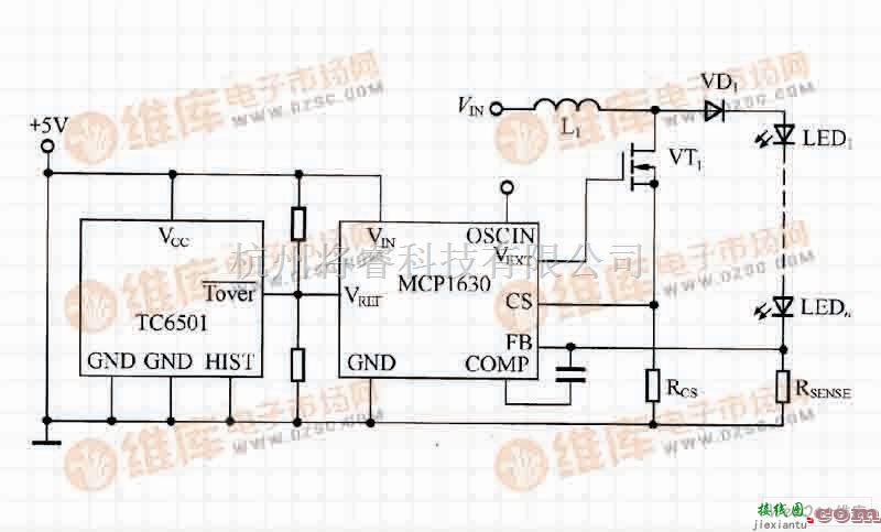 利用TC6501开路漏极输出控制带电流设置点的电路  第1张