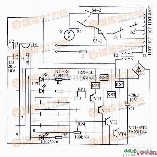 稳压电源中的用SL322控制的全自动交流稳压电路  第1张