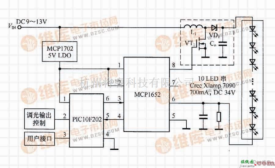 LED电路中的采用PIC1652的LED智能驱动电路  第1张