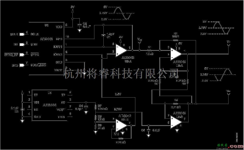 模拟电路中的用于电流输出DAC AD5443的差分驱动器电路图  第1张