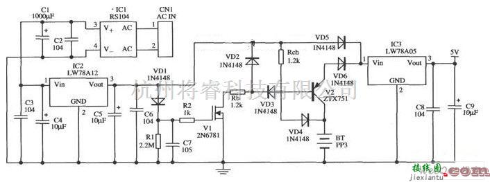 电源电路中的LW78A12控制的瞬时备用的5V电源的应用电路图  第1张