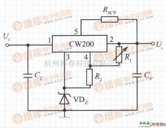 稳压电源中的垫高零电位的高输出电压集成稳压电源(CW200)  第1张