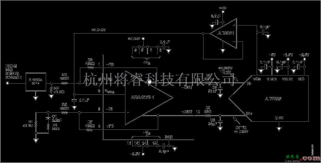 线性放大电路中的采用差分放大器成功驱动ADC D7626的电路图  第1张