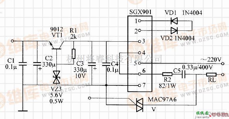 开关稳压电源中的由SGX901组成的开关型电源电路  第1张