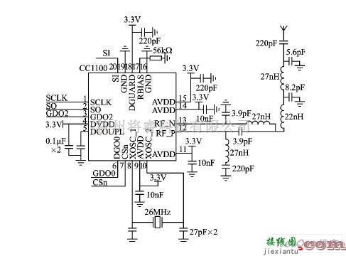 通信电路中的采用CC1100的无线射频模块电路图  第1张