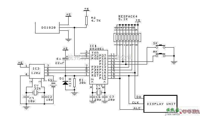 单片机制作中的制作LED显示电脑电子钟的电路图  第1张