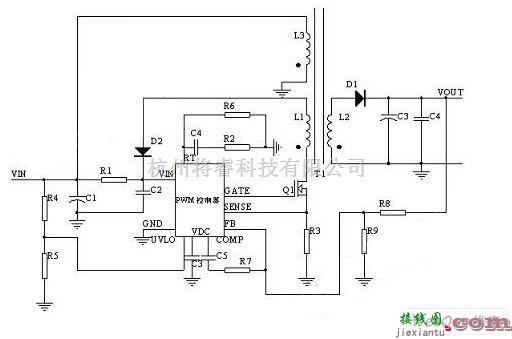 电源电路中的用反激式(FLYBACK)开关电源拓朴结构实现的适配器的电路图  第1张