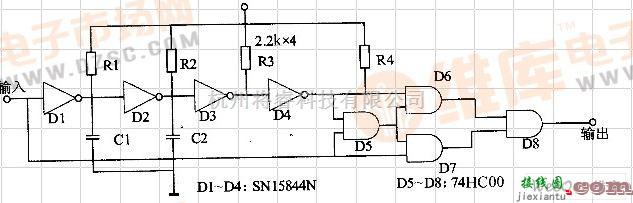 数字电路中的由SN15844N和74HC00组成的方波倍频电路图  第1张