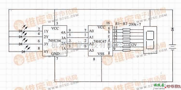 数字电路中的2-10进制译码电路图  第1张