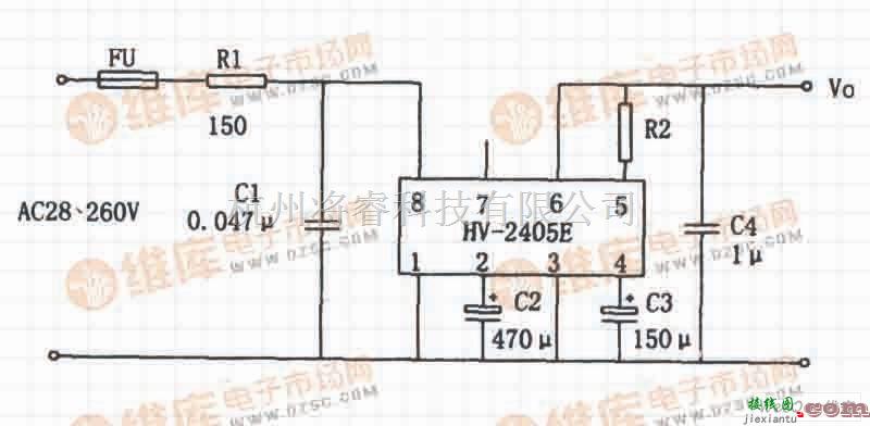 稳压电源中的由HV-2405组成的交流市电供电的低压直流稳压电源  第1张