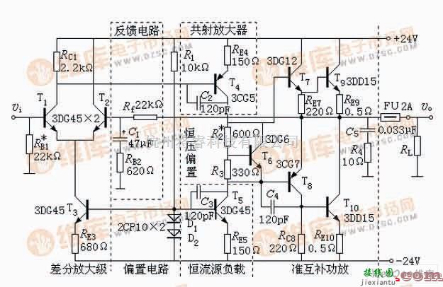 集成音频放大中的COL功放电路图  第1张