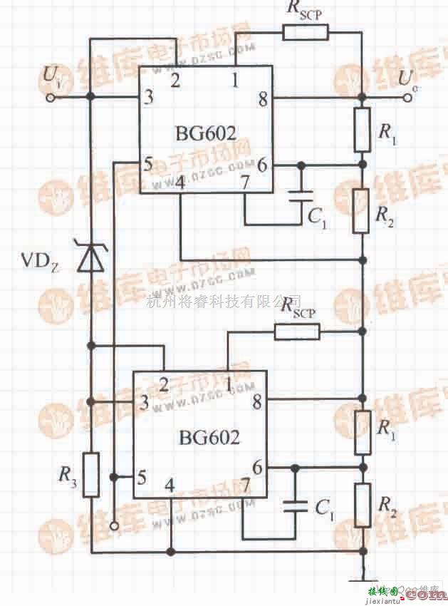 稳压电源中的由两个BG602输出电压叠加的集成稳压电源电路  第1张