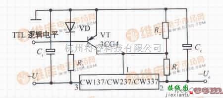 稳压电源中的基于CW137/CW237/CW337构成的由TTL逻辑电平控制输出的集成稳压电源电路  第1张