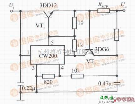 稳压电源中的基于NPN型功率晶体管扩流的CW200集成稳压电源电路  第1张