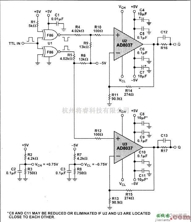 开关稳压电源中的箝位放大器AD8037PIN二极体驱动器电路  第1张