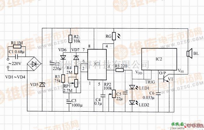 语音电路中的利用HFC1500构成的电子金丝雀  第1张