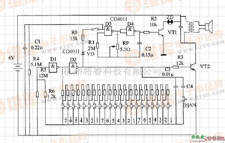数字电路中的小型电子琴电路  第1张