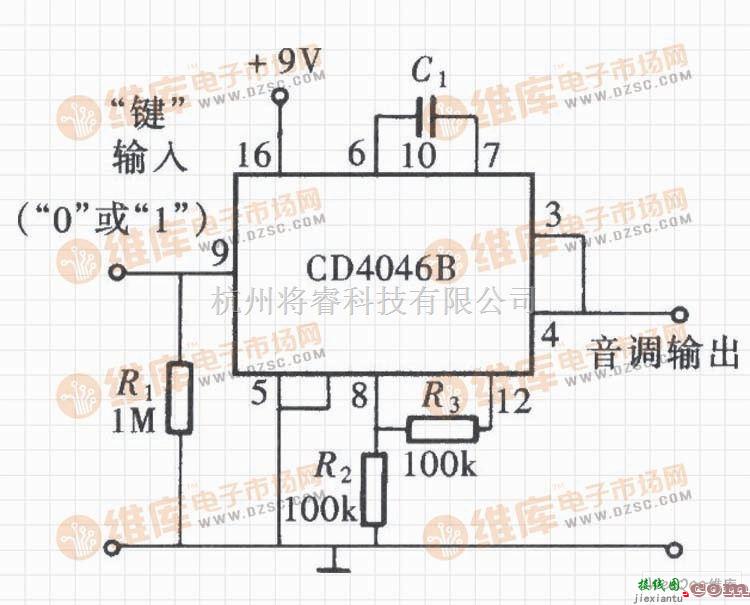 信号发生中的用CD4046组成的方波信号发生电路  第1张