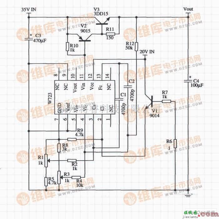 基于W723的输出电压和电流均可调的应用电路  第1张