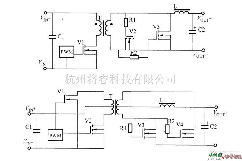 整流单元中的反激、正激、推挽电路的自偏置同步整流电路图  第1张