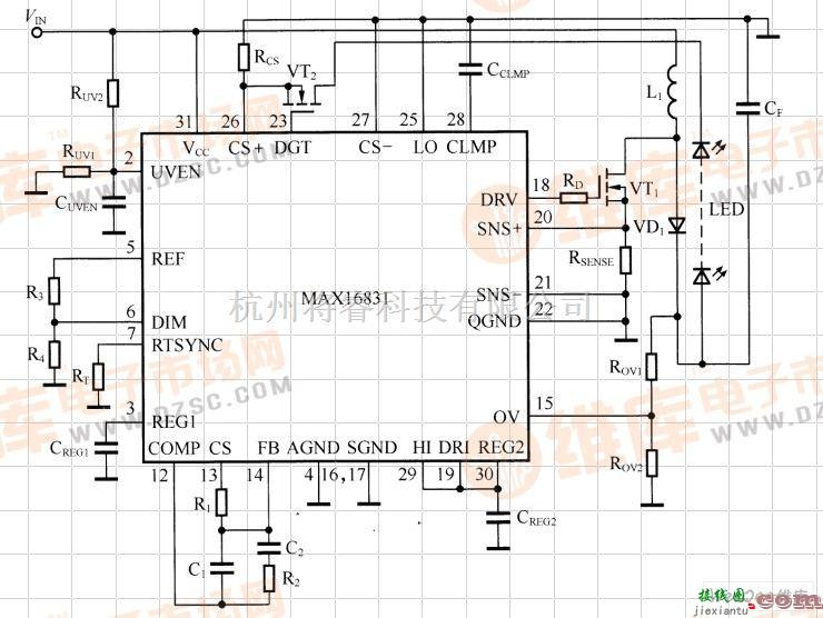 LED电路中的基于MAX16831的升压型LED驱动电路图  第3张